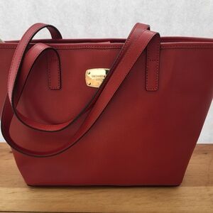 Michael Kors Jet Set Red Leather Tote Bag